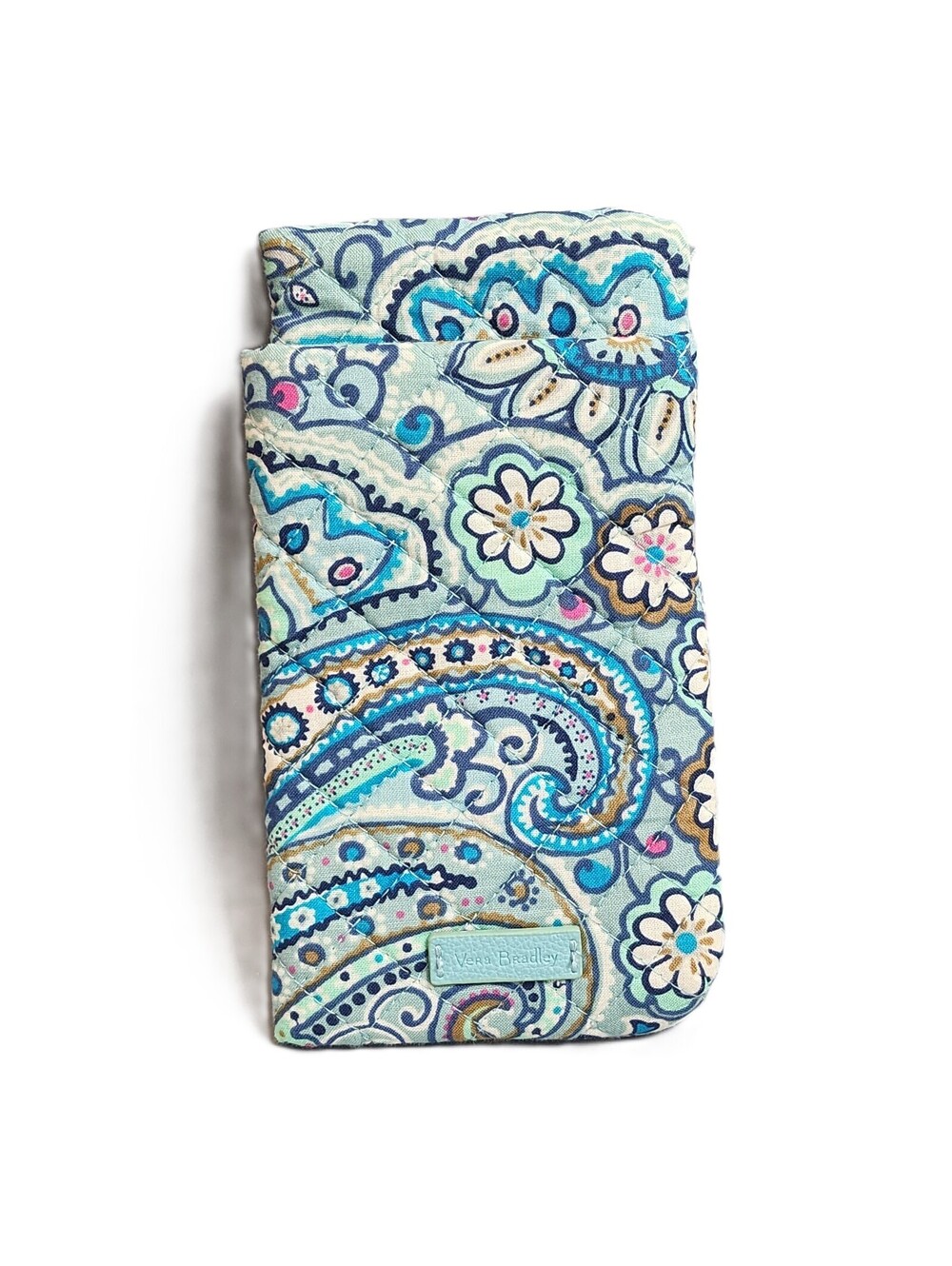 Vera Bradley Quilted Double Eyeglass Pouch Light Blue Floral Paisley